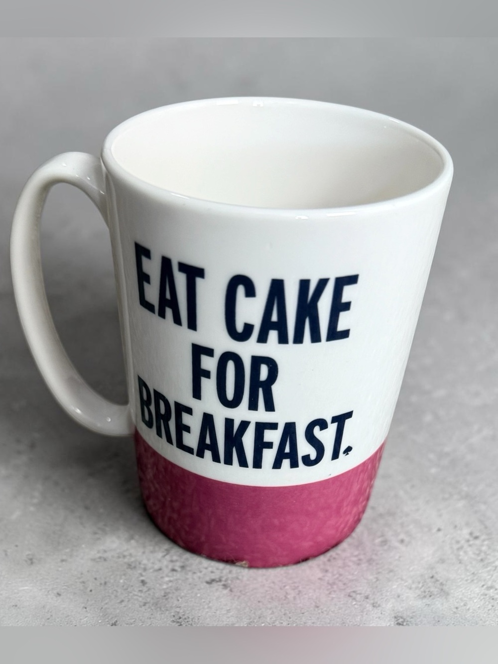 Kate Spade Eat Cake For Breakfast Pink Accent Ceramic Mug